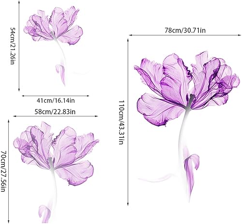 Vista 47 de DERUN TRADING Calcomanías de pared de flores de rosa azul, calcomanías de decoración murales para mujeres y niñas, cuarto de bebé, dormitorio