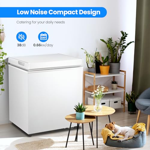 Kismile 1.8 Cubic Feet Chest Freezer with Removable Basket Free Standing Top open Door Compact Freezer with Adjustable Temperature for Home/Kitchen/Office/Bar