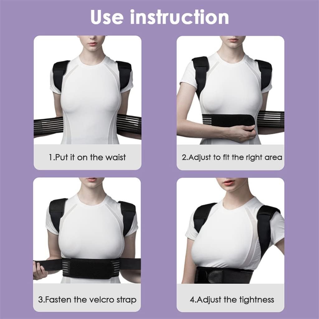 Adjustable Posture Corrector Back Waist Support Spine Brace Belt Trainer with 2 Alloy Plates Unisex(L Code)
