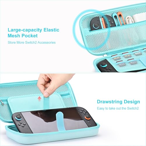 Image of innoAura Switch 2 Carrying Case for NS Switch 2 (2025), with 9 Game Card Slots, Protective Travel Storage Case, Cute Pendant and Sticker, Blue