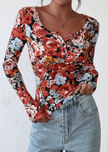 Image of PRETTYGARDEN Women's Fall Long Sleeve Henley T Shirts
