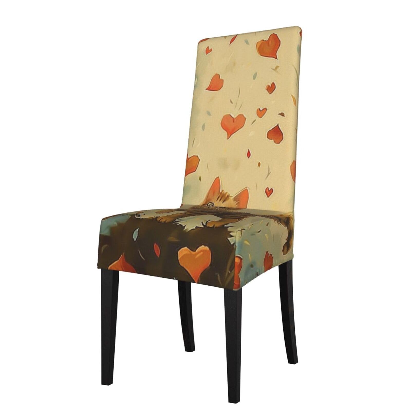 WPKJU Happy Walking Kitty Print Dining Chair Covers Removable Chair Seat Covers Decorative for Kitchen & Bar Stools