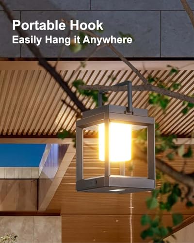 Image of Solar Lanterns Outdoor Table Lamp, Led Lamps for Nightstand, Outdoor Table Lamp for Patio Waterproof, Cordless Battery Operated Lamp, Rechargeable Solar Lantern for Reading Decor Camping