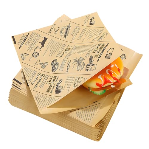 Xynovate Bolsas Kraft de Papel Marron para Alimentación, Papel Antigrasa Alimentos para Bocadillos y para llevar Desayuno (15 x 15 cm?