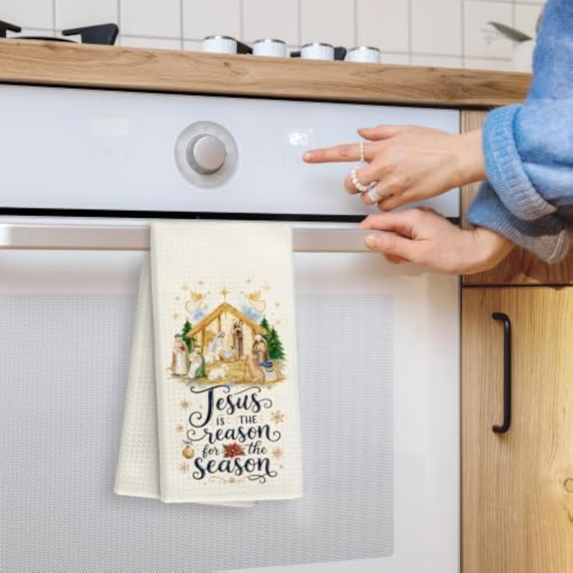 Christian Nativity Kitchen Towels, Christmas Decor