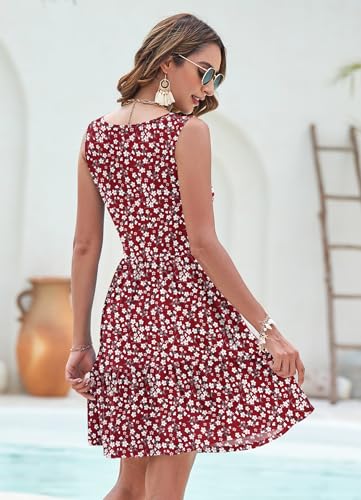Image of AUSELILY Womens Summer Dresses 2026 Casual Sleeveless Sundress Beach Vacation Flowy Tiered Short Dresses with Pockets