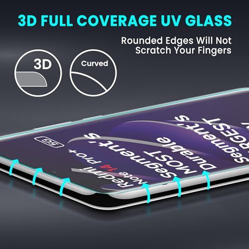Image of ArmourPro Military Grade UV Tempered Glass Compatible For Redmi Note 14 Pro Plus, Note 14 Pro and Note 13 Pro Plus (6.67 Inch) With UV Installation Kit | Edge-to-Edge Protector Coverage | Clear, Pack of 2