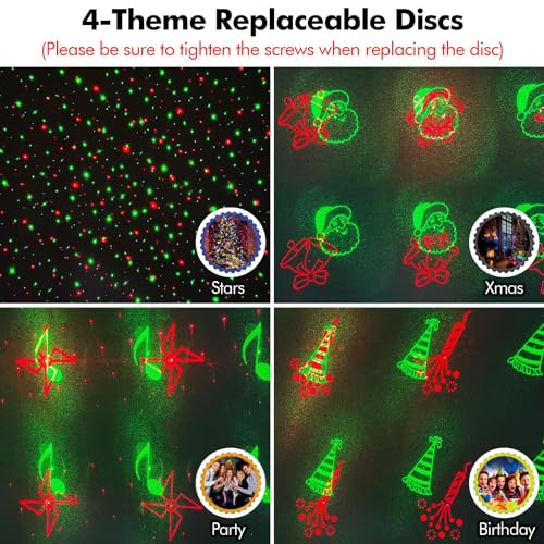 Image of Poeland Christmas Projector Lights Garden Laser Lights with 4 Theme Multi Patterns, Holiday Projector Light IP65 Waterproof Outdoor Indoor Decorative Lighting for Xmas Birthday Party