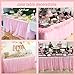108in Baby Pink Tulle Table Skirts for Rectangle Tables 6ft 8ft 4ft, 2-Layer 9 ft Long Gold Grim Princess Pink Ruffle Tulle Tutu Table Skirt Cloth for Girl Birthday Baby Cake Dessert(No Table Cover)