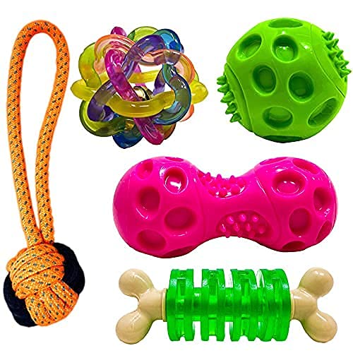 Woofy Dog Chew Toys for Puppies & Small Breed Dogs (Includes Squeaky Ball, Intractive Ring, Squkey Dumbbell, Intractive Cotton Rope Ball Toy) (B09MJ4S6GD) Amazon Price History, Amazon Price Tracker