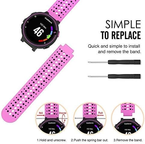 HWHMH Colorful Replacement Silicone Bands with Pin Removal Tools for Garmin Forerunner 220/230/235/620/630/735XT (No Tracker, Replacement Bands Only)