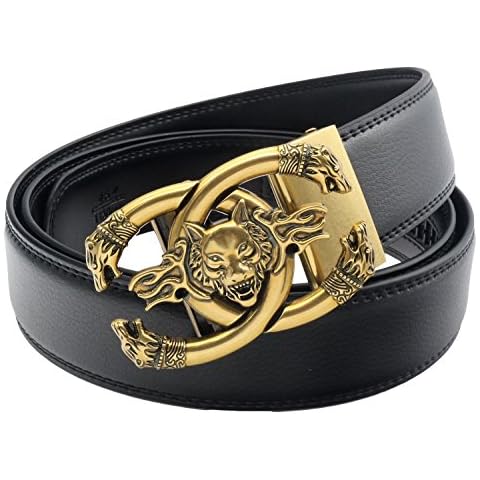 QHA Men's Automatic Ratchet Leather Belt Cover