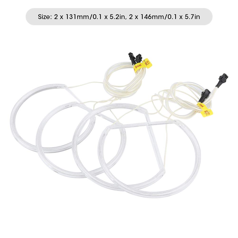 Tbest Anelli Angel Eyes a LED Bianchi CCFL per Auto, Alta Luminosità, Compatibile con E46