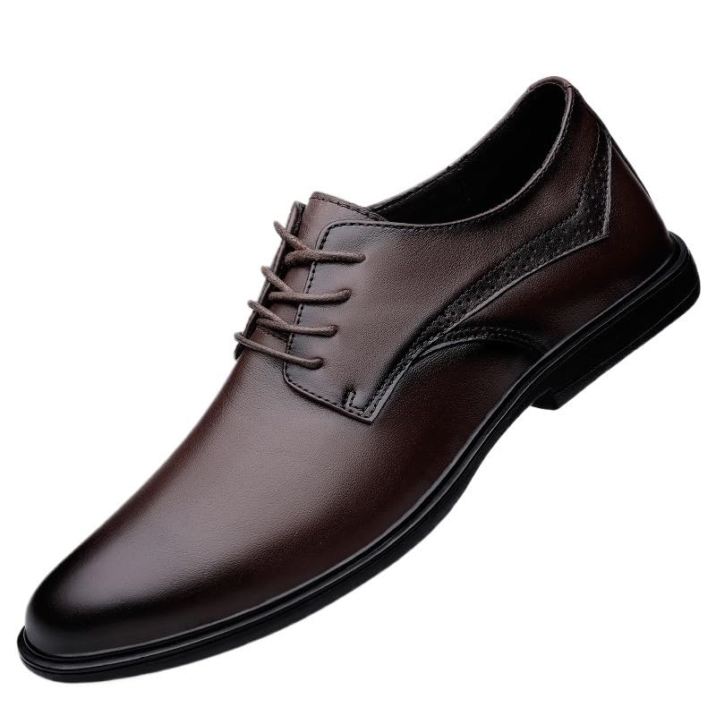 Men's Formal Shoes Lace Up Casual Round Toe Anti-Slip Rubber Sole Block Heel Shoe Faux Leather - Main Image