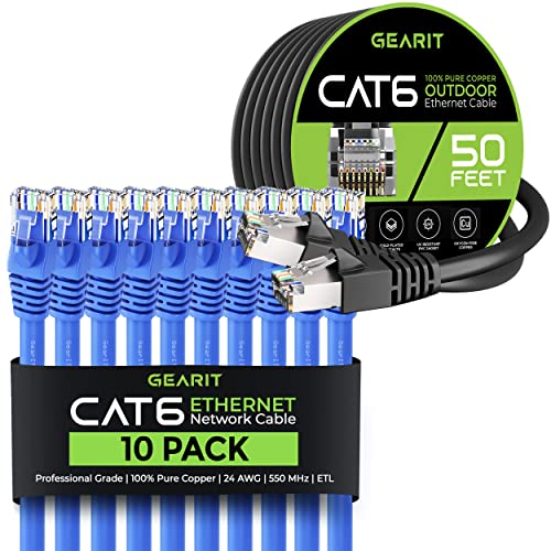 GEARit 10Pack 25ft Cat6 Ethernet Cable & 50ft Cat6 Cable miniatura 1