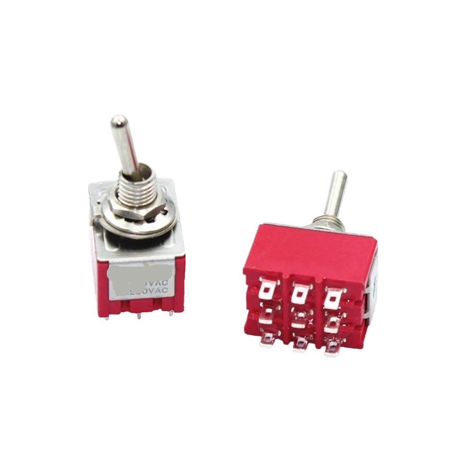Interruptor de palanca 9 pines 3PDT 2A 250V en pack de 10 unidades ON-Off-ON