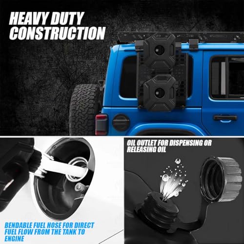 Image of Universal 5 Liter Fuel Jerry Can With Clamp and Cap For Motorcycle | Fuel Container Heavy Duty construction for Petrol /diesel /kerosene Storage (Black)