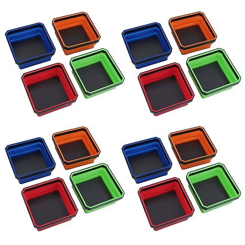 Collapsible Magnetic Parts Tray Dish Storage Bowl Holder Plastic Multicoloured 16pc