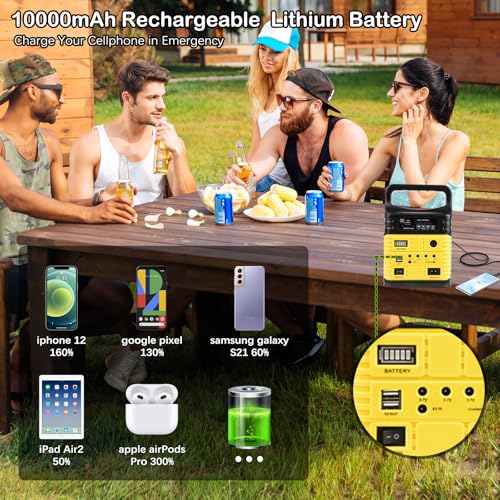 Solar Generator - Portable Power Station for Emergency Power Supply,Portable Generators for Camping,Home Use&Outdoor,Solar Powered Generator With Panel Including 3 Sets LED Light (Yellow) - Image 3