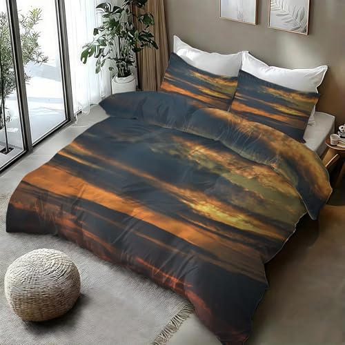 Housse de couette microfibre 240x260 orange brun anti-plis avec fermeture éclair - 5