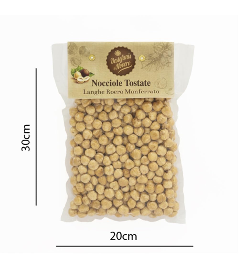 Destefanis & Novero | Avellanas de Piamonte Tgt tostadas y peladas, nutritivas y saludables con un 100% de avellanas, fuente de vitaminas y fibra, merienda y desayuno perfecto, 500g