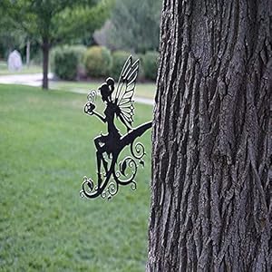 Fairy Garden Art, Yard Flower Fairy Metal Decor, Silhouette Sculpture Backyard Hanging Tree, Ornaments for Outdoor Garden Home Yard Lawn, Branch Decoration Fairy Garden Art Yard Flower Fairy Metal Decor Silhouette Sculpture Backyard Hanging Tree Ornaments for Outdoor Garden Home Yard Lawn Branch Decoration