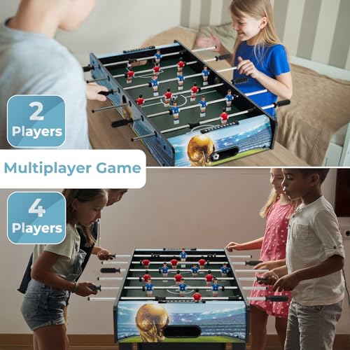 FANTASK 2 in 1 Tischkicker, Tischfussball inkl. 14 Kicker, 2 Bällen, Punktezähler & abnehmbaren Beinen, Kickertisch Erwachsene und Kinder, Spieltisch für Bars und Partys, 94 x 51 x 68,5 cm