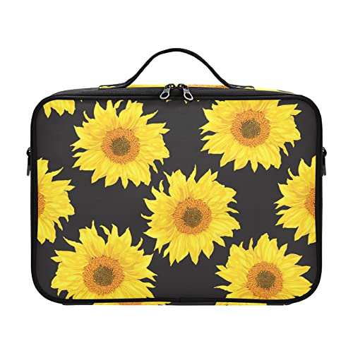 Trousse de maquillage tournesols double fermeture pour ne plus rien perdre