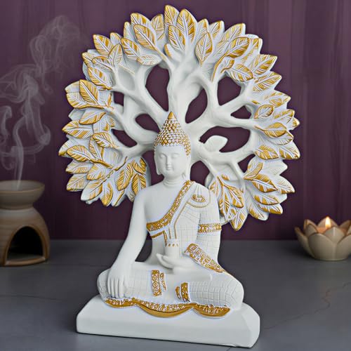 Image of Global Grabbers Buddha Statue Showpiece Idol Home Decor Decoration Items for Living Room and Gifts (White)