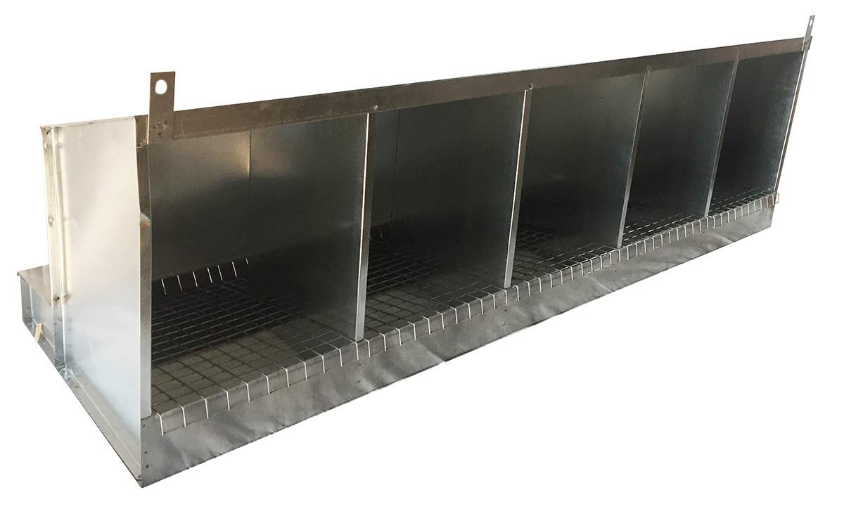 Nido a 5 Posti per Galline Ovaiole. Raccolta Uova dall'Esterno del Pollaio. Ingombro cm 140 x 39 x H 42