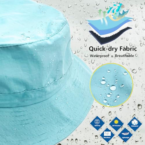 Image of woogwin Waterproof Bucket Rain Hat with Chin Strap Quick Dry Packable Boonie Sun Hat Safari Hat UV Protection