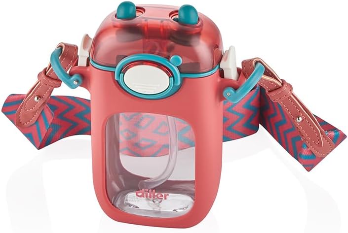 DILLER Tritan Pipetli Su Matarası 400ml Kırmızı Renk Çocuk İçin BPA İçermez
