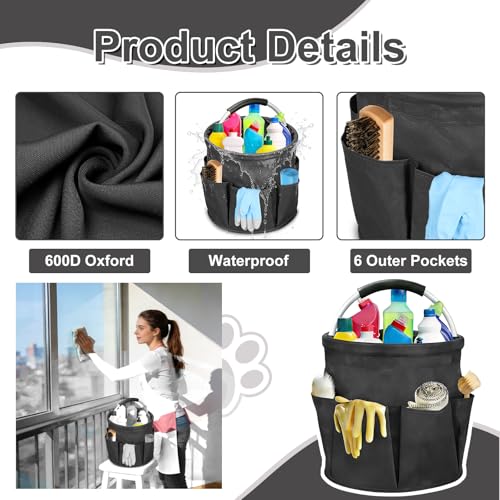 Qivine-Cleaning-Caddy-for-Cleaning-Supplies-17L-Cleaning-Supply-Caddy-with-Handle-Foldable-Cleaning-Supplies-Organizer-Bucket-Tool-Bag-Organizer-Cleaning-Products-Organizers-for-Home-Garden-Black