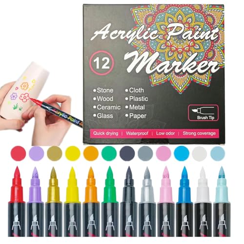 Gerinkoken スキン マーカー 洗浄可能 - 12本 肌に安全 耐水性 - スケッチ 着色用品 アートスクライブペン 男女兼用 ティーンエイジャー 大学生向け