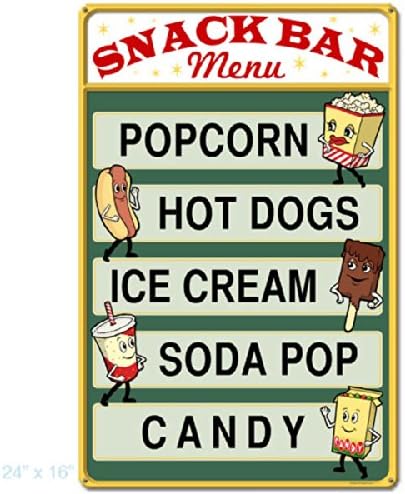 24 x 16 Snack Bar Menu Tin Sign
