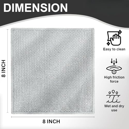 Image of CIPLA PLAST Non Scratch Dishcloth, Multipurpose Wire Dishwashing Rag for Wet and Dry, Steel Cloth for Washing Dishes, Rust Removal Cleaning Cloth Kitchen, No Odor, Double Layer, 10 Pack