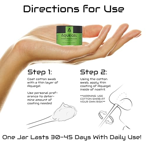 Aquegel Nasal Moisturizer +Eucalyptus (Breathe Easy), 12-Hour Nasal Dryness Relief, Water Based Nose Gel, Oxygen Therapy Nasal Moisturizer, Dry Nose, Nasal Dryness, Nosebleeds, Subtle Eucalyptus Scent Alternate view