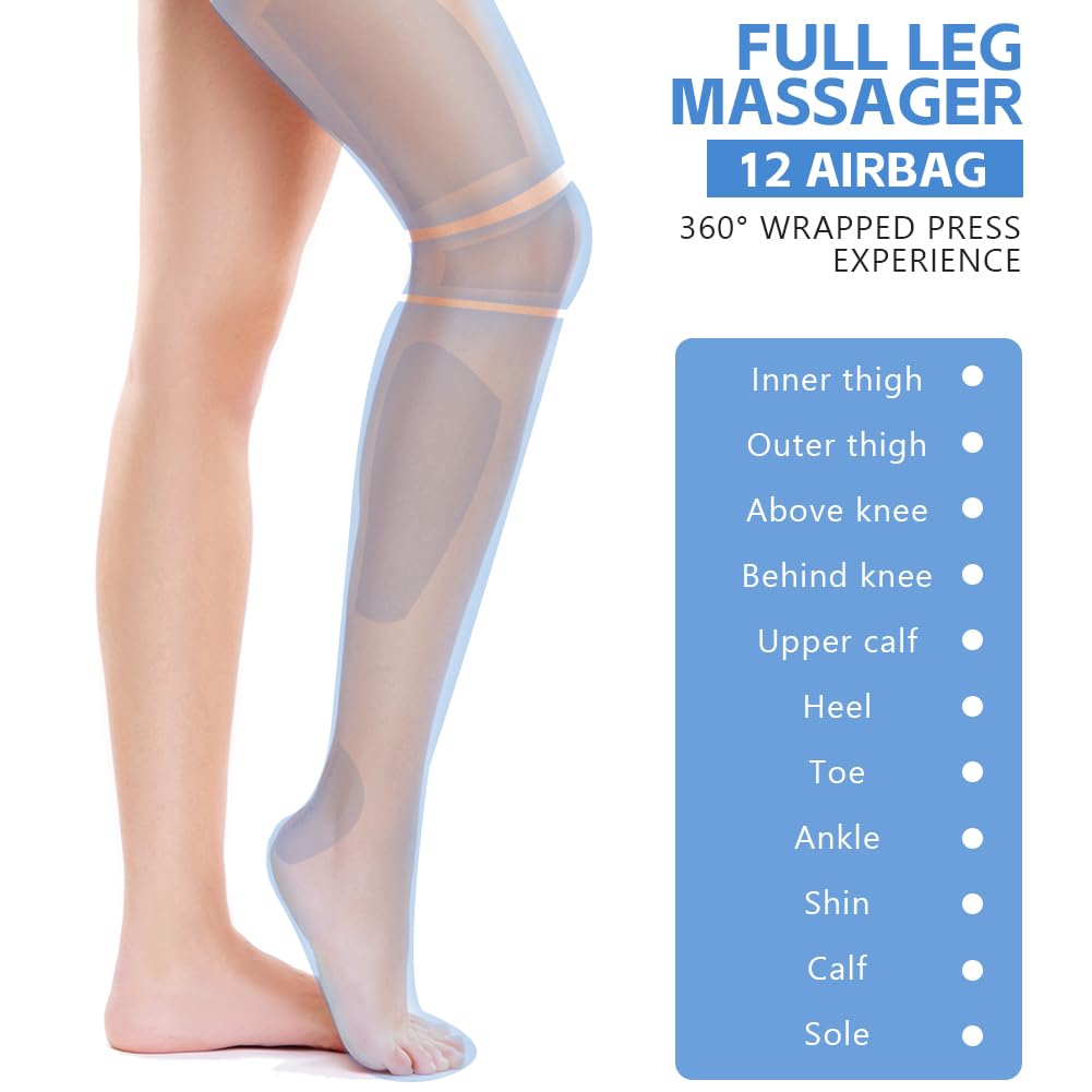 Aolso Massaggiatore per gambe, massaggiatore per ginocchia con calore, massaggiatore per polpacci con compressione dell'aria, stivali da massaggio per dolori e circolazione sanguigna, 3 modalità e 5