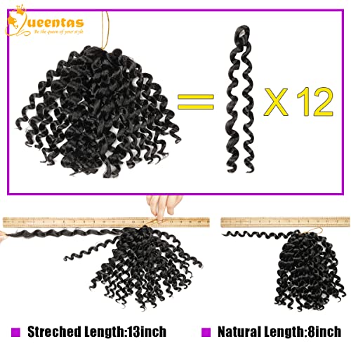 QUEENTAS 3Packs Jamaican Crochet Hair for Women Water Wave Faux Locs Crochet Hair Extensions Braiding Hair 36 Roots (8inch,#1B) - Image 4