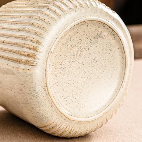 Image of Yundu Ceramic Teapots for Tea, 1000ml /33.8oz Tea Pot with Infusers for Loose Tea, Striped Tea Pot with Removable Tea Infuser - Reactive Cream