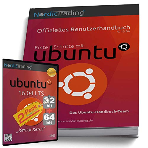Ubuntu 16.04 LTS 32+64bit (2 DVDs!) incl. gedrucktem Handbuch (für V. 13.04)