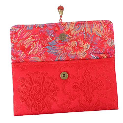 1個 刺繍の赤い封筒 ポチ袋 可愛い お盆玉ポチ袋 ホンバオパケット ラッキーマネーポーチ クリエイティブコインポーチ ポチ袋 無地 ぽち袋 布 新年 ギフトパッケージ 子