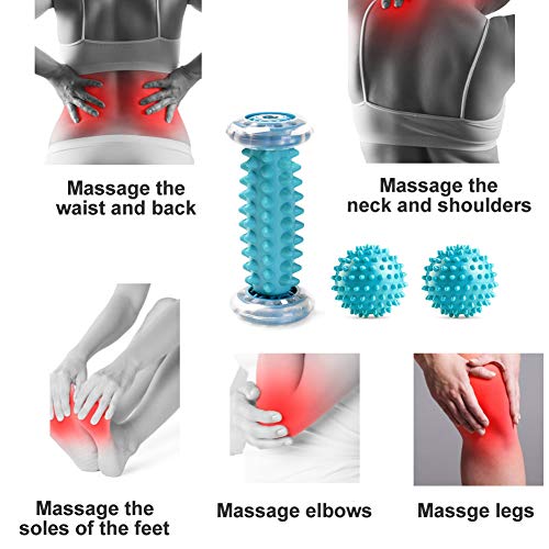 Jazzair Foot Massage Roller And Spiky Massage Ball Set For Plantar Fasciitis Relief, Heel Foot Arch Pain, Trigger Point Therapy, Muscle Recovery, Stress Relief (1 Foot Massage Roller +2 Spiky Balls) #TOP6