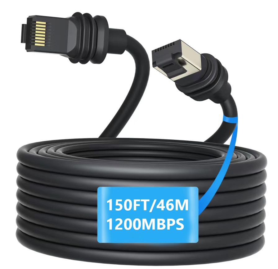 replacement cable for starlink gen 3, for starlink cable 46m(150ft) for standard v3 dish starlink, waterproof outdoor extension cable for starlink accessories for starlik standard kit, gray(150ft)