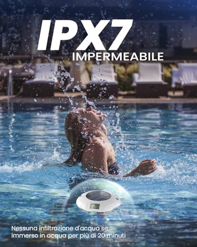 Termómetro de piscina flotante digital con energía solar e iluminación LED de 8 modos 7