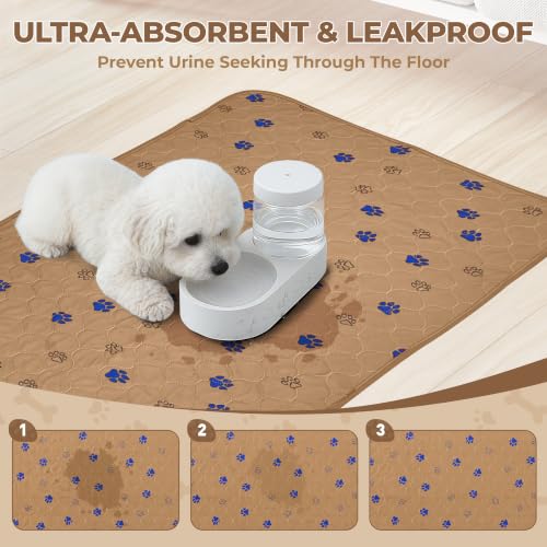 Image of Fostanfly Washable Dog Pee Pads, 1 Pack 24''x96''(2x8ft) Runner Rug, Brown | Machine Washable & Reusable, Strong Absorbent, Leak-proof & Waterproof, Non-Slip, Runner Rug for Hallway, Entryway, Bedroom