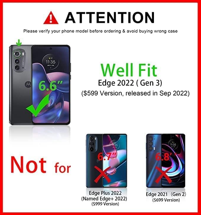 Miniatura 2 de MLDWH Funda para Motorola Moto Edge 2022 con soporte para anillo y soporte para cámara con protector de pantalla de vidrio templado paquete de 2