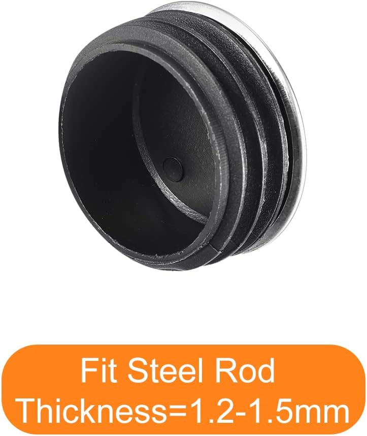 HARFINGTON Post End Cap Cover, 4pcs 50mm(2") Fence Post Cap Steel Head Round Pipe Tube Cover Insert Plug for Guardrail Railing, 48x24mm(IDxH)