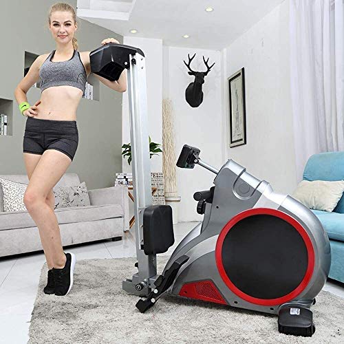 Image of Magnetic Rowing Machine Compact Indoor Rower with LCD Display and Moving Roller Foldable Adjustment for Home Gym