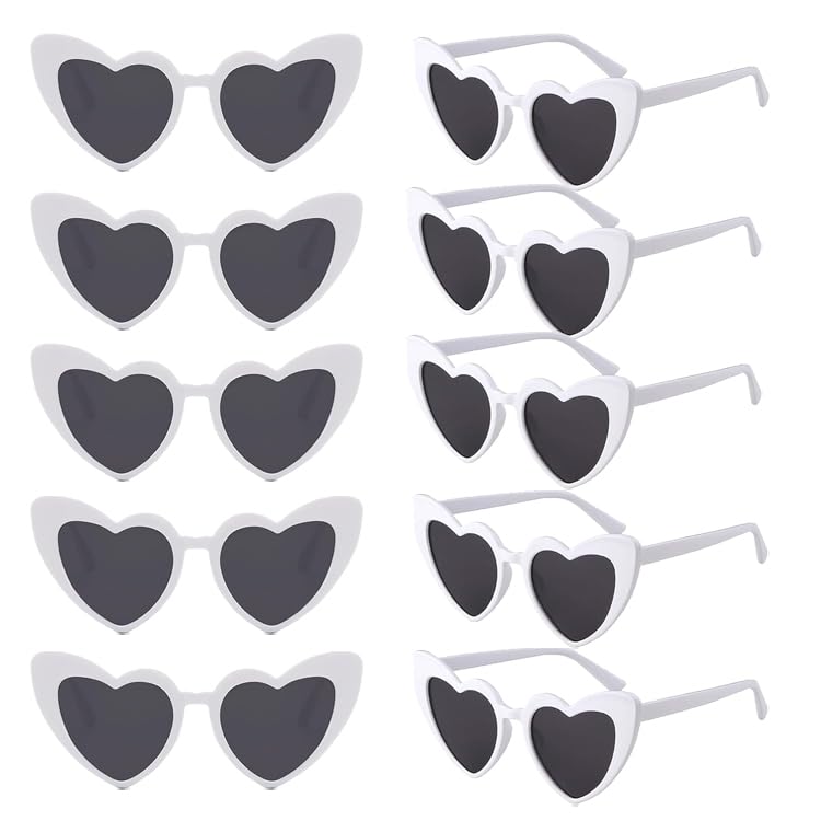 Catálogo de Gafas y accesorios para Mujer - 5 favoritos. 47 WADAYEY Gafas de Sol de Corazón Blancas - Lote de 10 Pares - Gafas de Sol Divertidas para Mujer para Fiestas, Bodas, Playa y Eventos - Accesorios para Grupos
